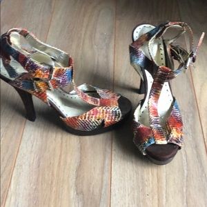 BCBG leather and suede heels